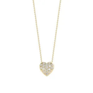 18K Yellow Gold Tiny Treasures Diamond Puffed Heart Necklace