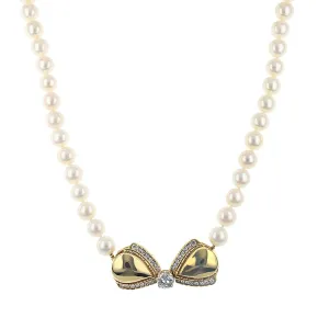 22-Inch Cultured Pearl Necklace with Diamonds