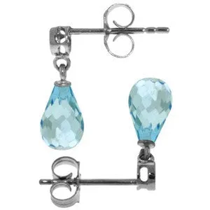 2.73 Carat 14K Solid White Gold Earrings Diamond Blue Topaz