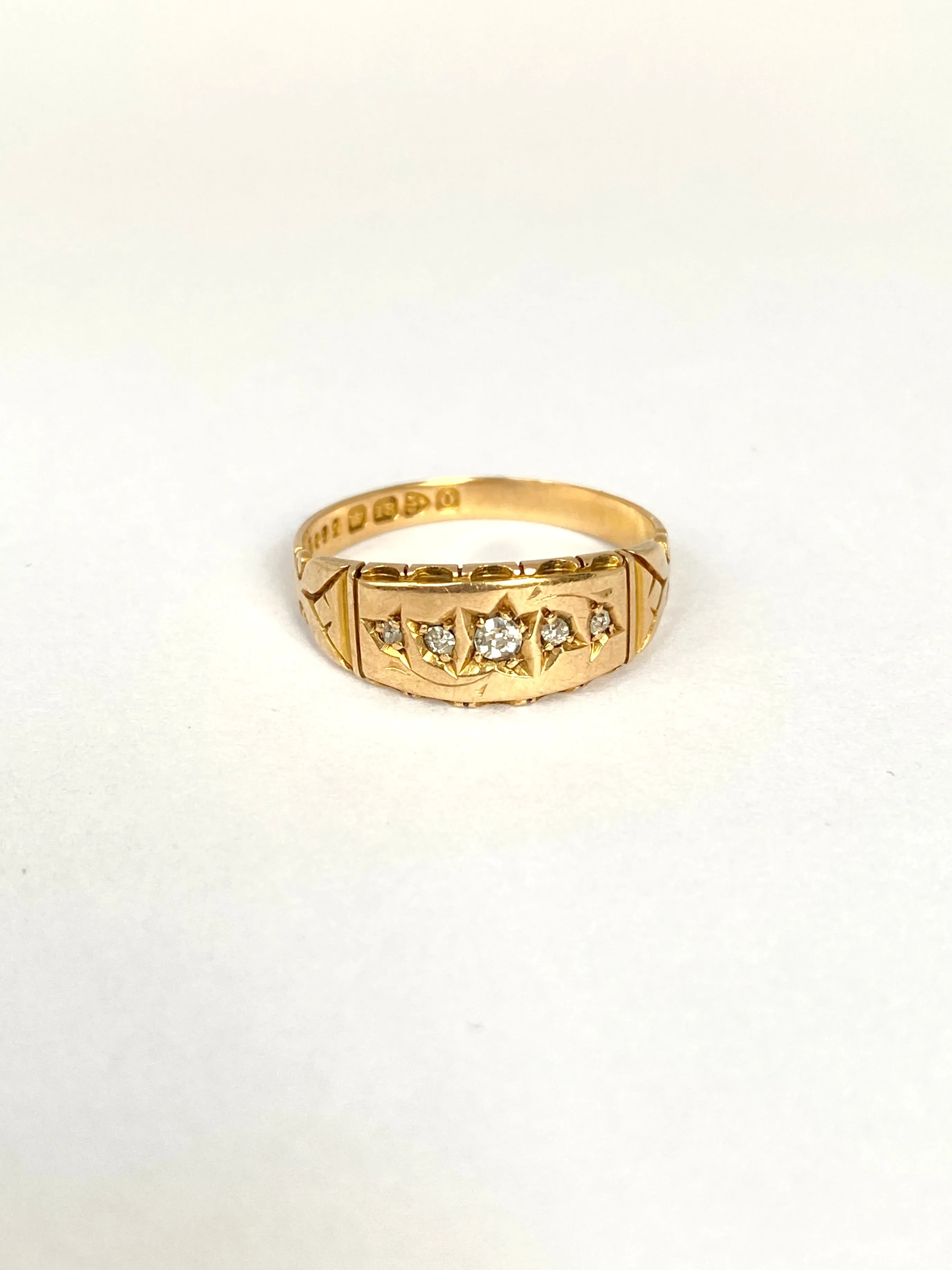 2nd payment Antique, Victorian, Gypsy Rose Cut Diamond Ring, Hallmarked 18ct Gold, Chester 1897