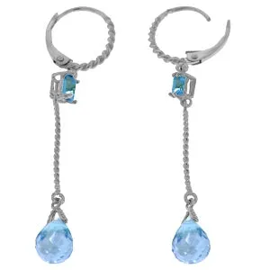 3.5 Carat 14K Solid White Gold Level Path Blue Topaz Earrings