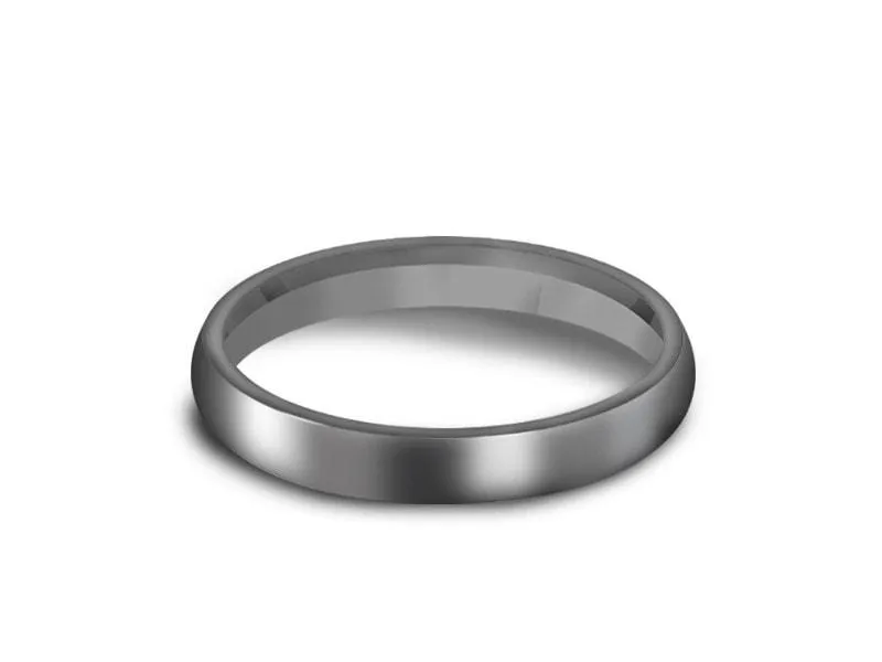 3MM HIGH POLISH GRAY GUNMETAL CLASSIC Tungsten Wedding Band