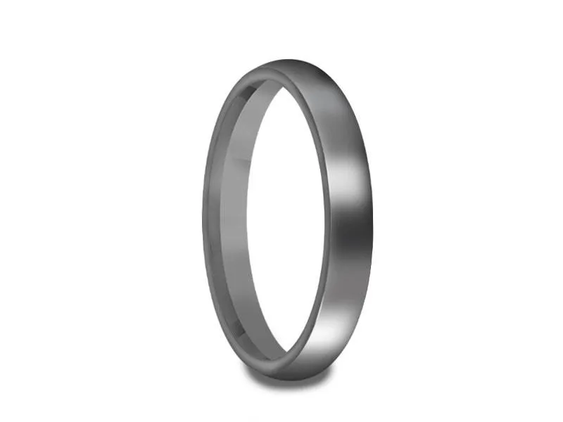 3MM HIGH POLISH GRAY GUNMETAL CLASSIC Tungsten Wedding Band