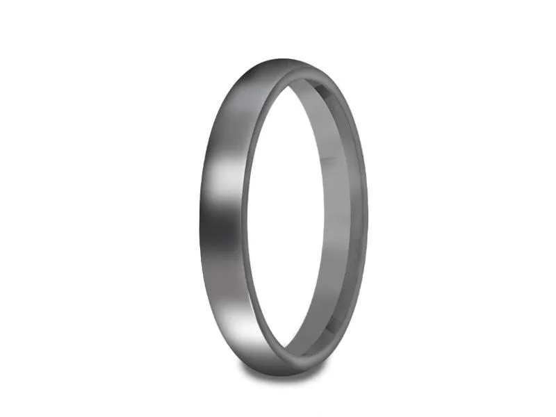 3MM HIGH POLISH GRAY GUNMETAL CLASSIC Tungsten Wedding Band