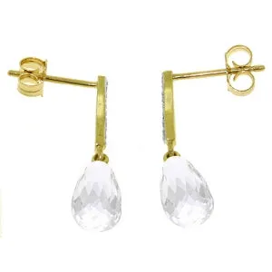 4.78 Carat 14K Solid Yellow Gold Adore White Topaz Diamond Earrings