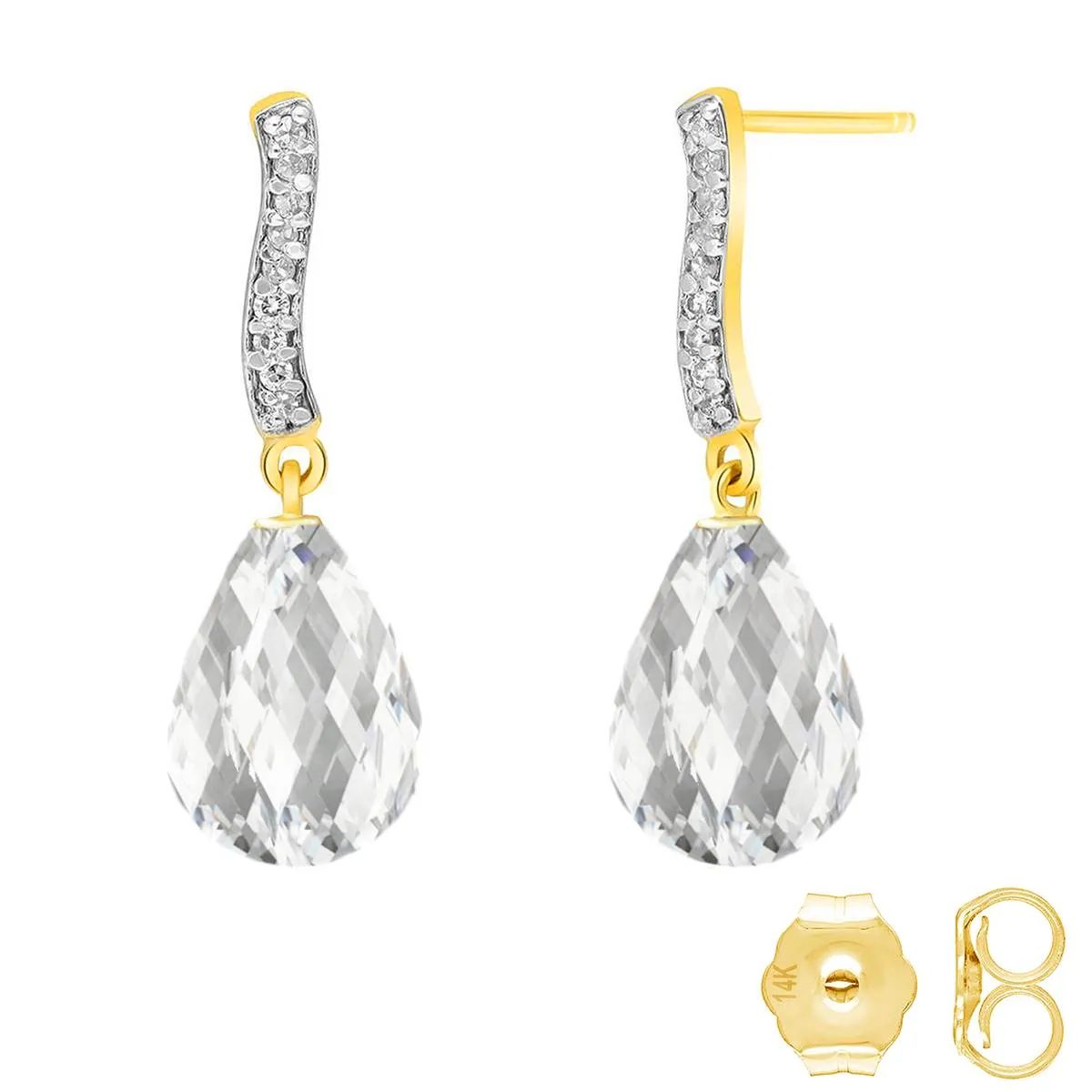 4.78 Carat 14K Solid Yellow Gold Adore White Topaz Diamond Earrings