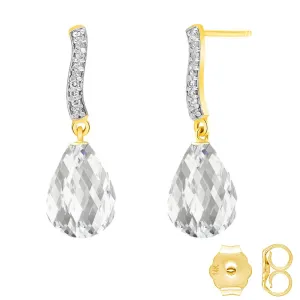 4.78 Carat 14K Solid Yellow Gold Adore White Topaz Diamond Earrings