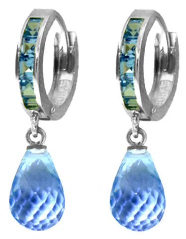 5.35 Carat 14K Solid Yellow Gold Olympia Blue Topaz Earrings