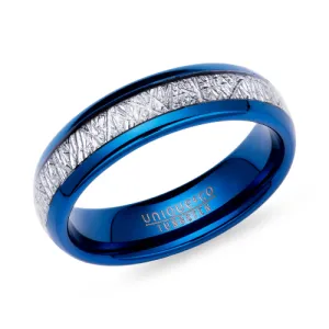 6mm Tungsten Meteorite inlay with Blue IP