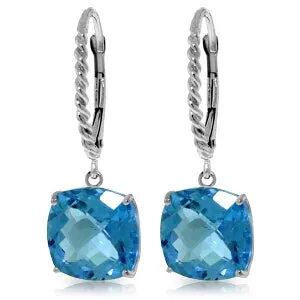 7.2 Carat 14K Solid White Gold Southern Wave Blue Topaz Earrings