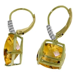 7.35 Carat 14K Solid Yellow Gold Perdita Citrine Diamond Earrings