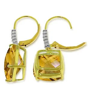 7.35 Carat 14K Solid Yellow Gold Perdita Citrine Diamond Earrings