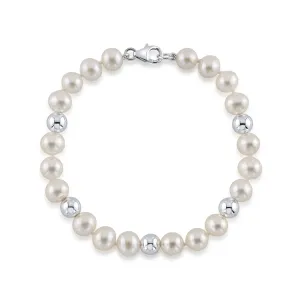 7.5-8.0mm White Freshwater Cultured Pearl Corey Bracelet