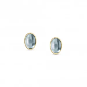 750 Gold Oval Stones Light Blue Topaz Earrings 027840/025