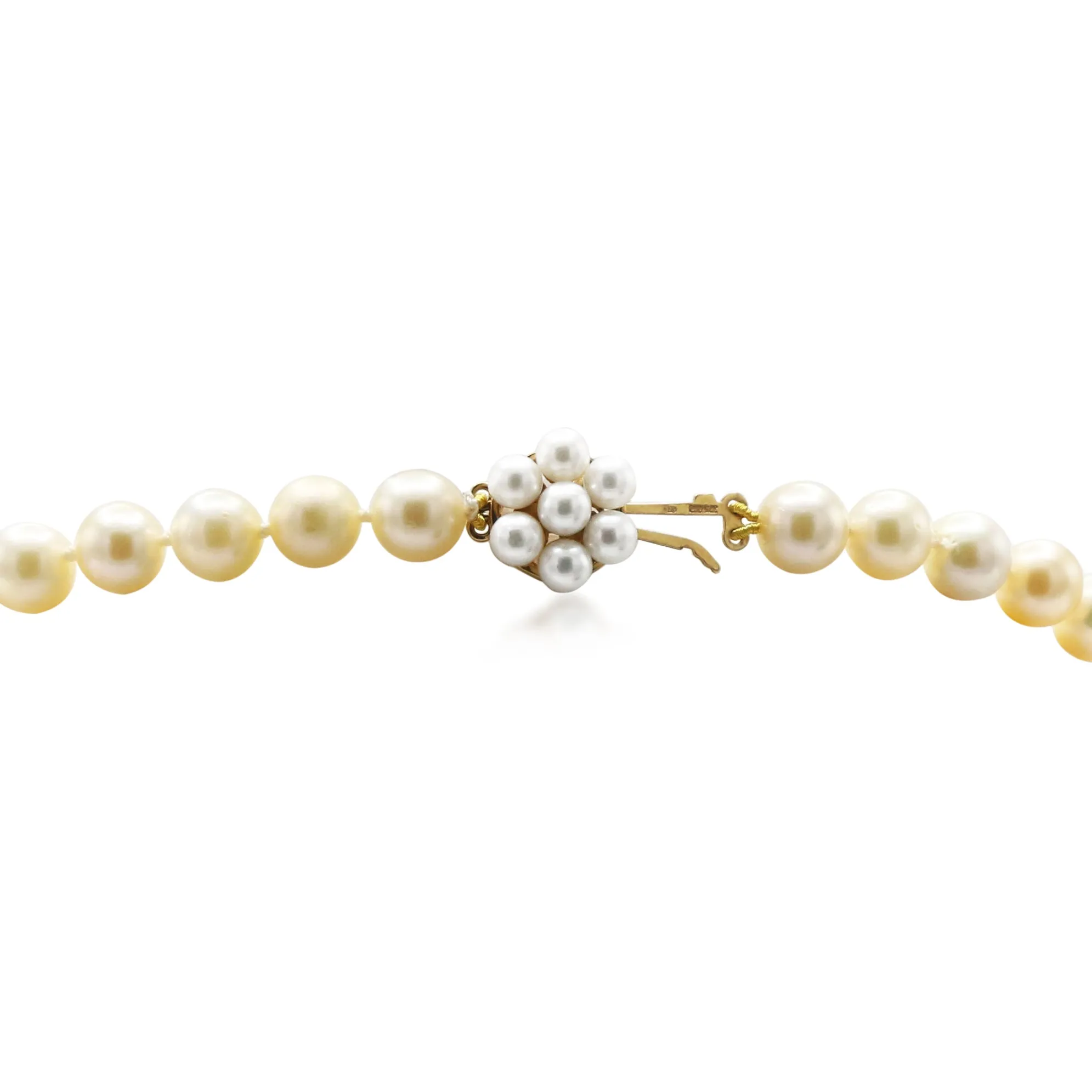 7.5mm Cultured Pearl Opera Necklace To A 9ct Gold Pearl Set Clasp