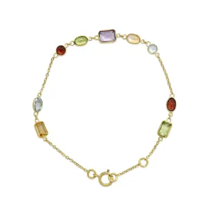 7" Mixed Cut Multi Gem Bracelet - 18ct Yellow Gold