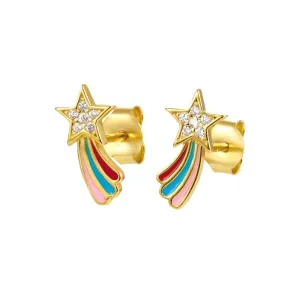 925 Silver Colorful Tassel Star Earrings