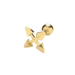 9ct Yellow Gold Crossed Arrows Cartilage 6mm Post Stud ES995