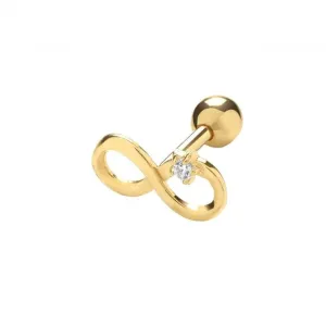 9ct Yellow Gold Infinity With Single Zirconia Cartilage 6mm Post Stud ES983