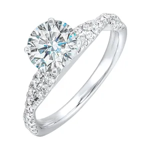 A dazzling masterpiece, this radiant engagement ring will take her breath away. This contemporary rope style engagement ring features two woven pave diamond bands.