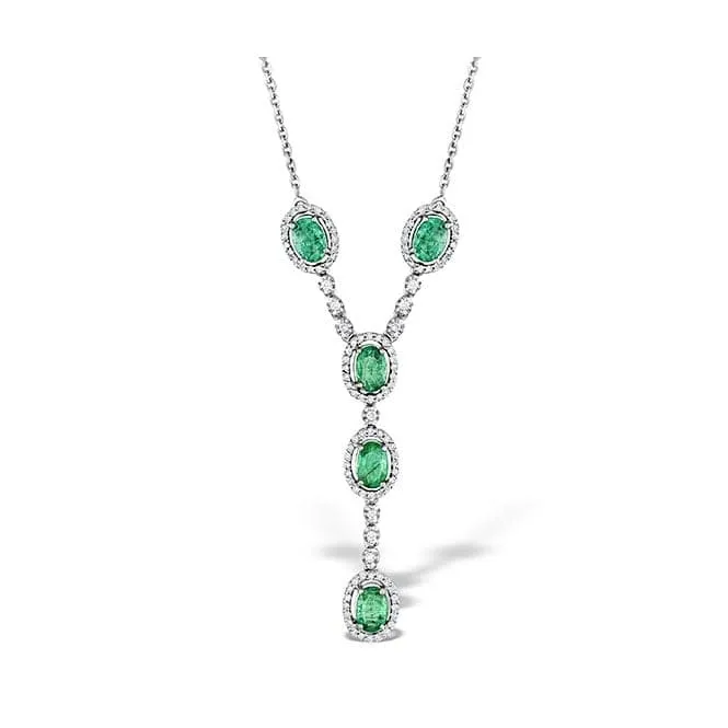 Acotis Diamonds 9K White Gold 0.61ct Diamond 0.45ct Emerald Necklace B1259