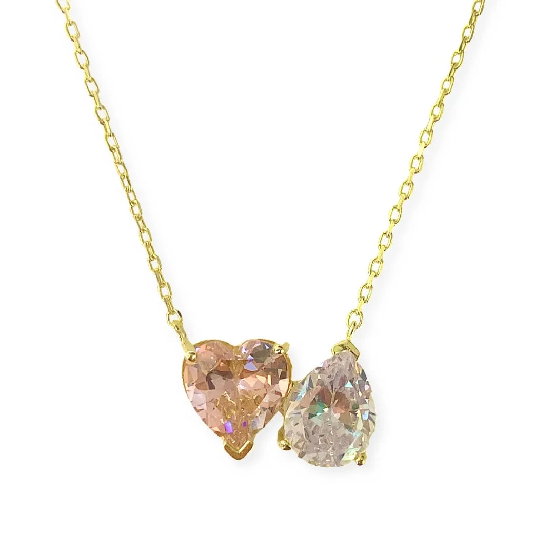 Adriene Birthstone Heart Duo Necklace