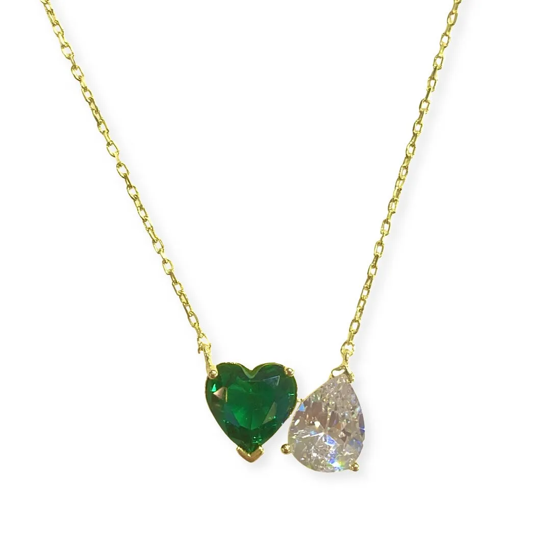 Adriene Birthstone Heart Duo Necklace