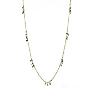 Alamode Gold Brass Necklace with Synthetic Jade in Emerald