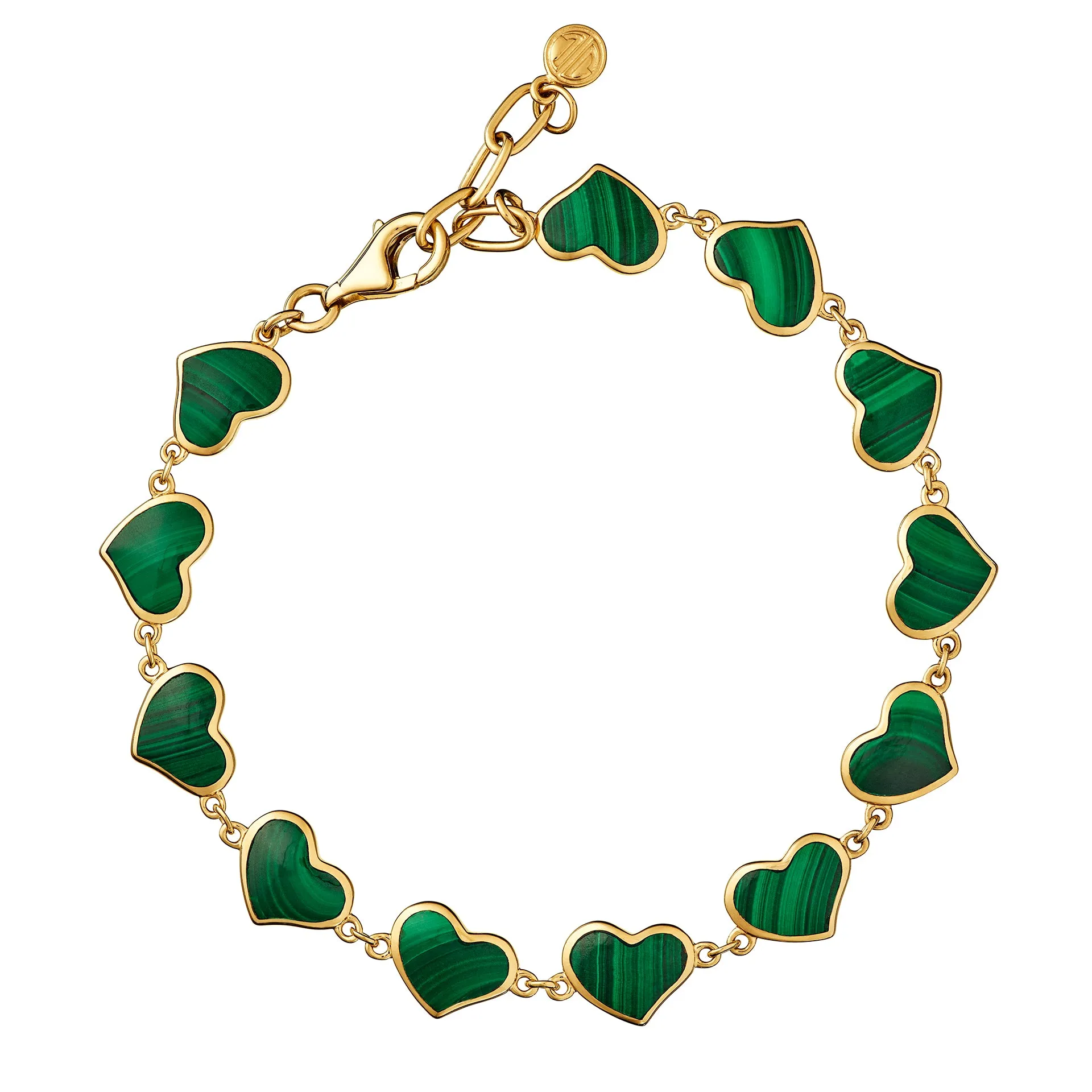 All Around Gemstone Heart Sterling Silver Bracelet with 18K Gold Vermeil