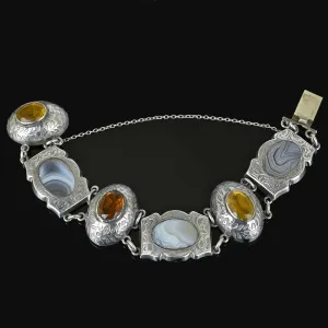 Antique Scottish Montrose Agate Cairngorm Citrine Bracelet