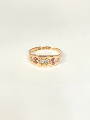 Antique, Victorian, 15ct Gold Ruby and Diamond Gypsy Ring, Hallmarked Birmingham, 1881