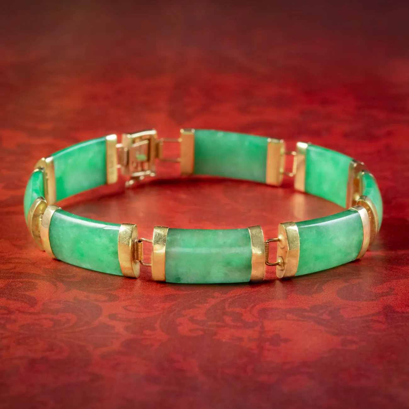 Art Deco Style Jade Bracelet 9ct Gold