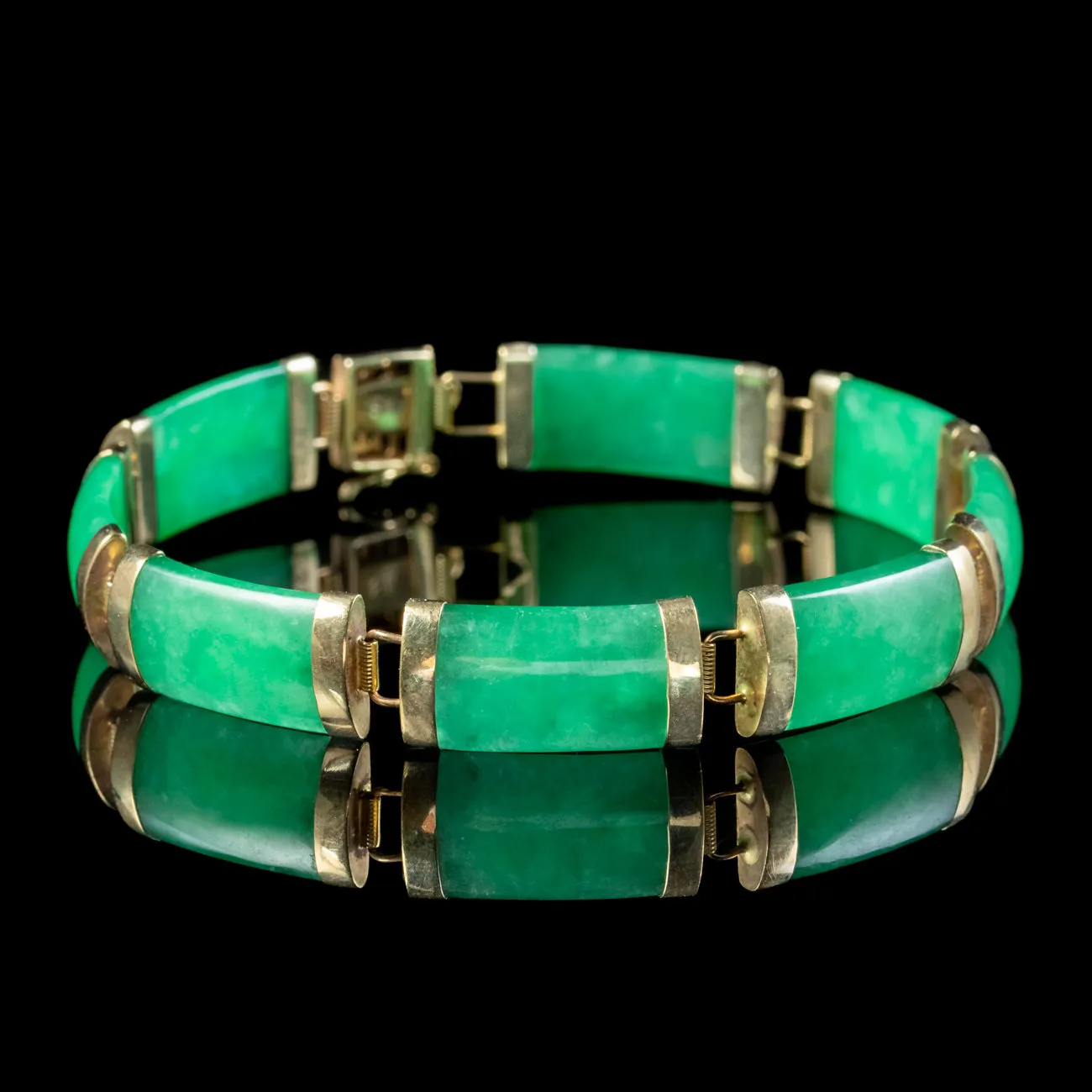 Art Deco Style Jade Bracelet 9ct Gold