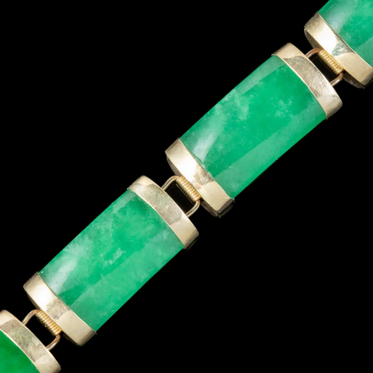 Art Deco Style Jade Bracelet 9ct Gold