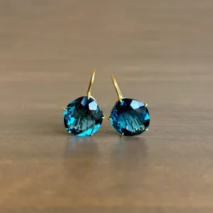 Asymmetrical London Blue Topaz Petal Earrings