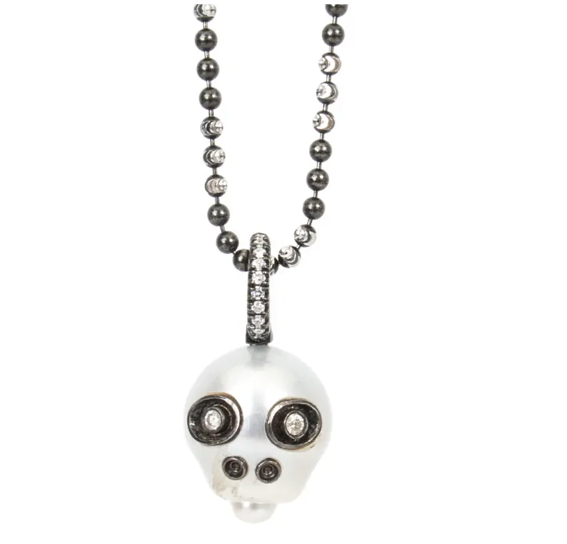 Australian pearl and diamond skull pendant