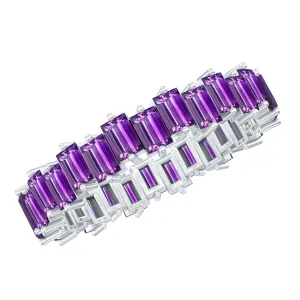 Baguette Cut Amethyst Uneven Eternity Ring