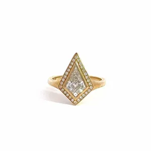 Baikalla 14k Gold Halo Moissanite 1CT Kite Cut Engagement Ring