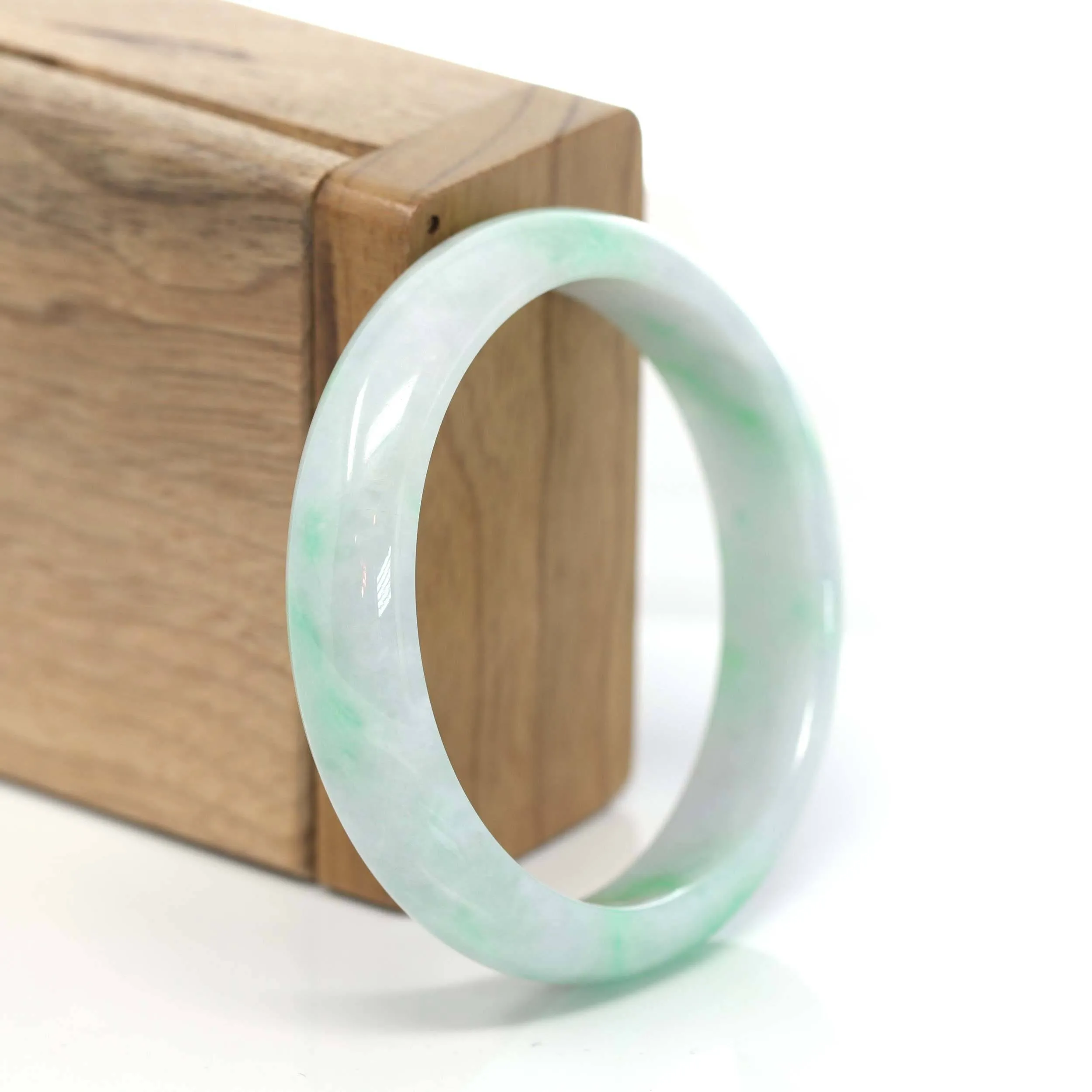 Baikalla™ "Classic Bangle" Genuine Burmese Green Jadeite Jade Bangle Bracelet ( 53.35 ) #210