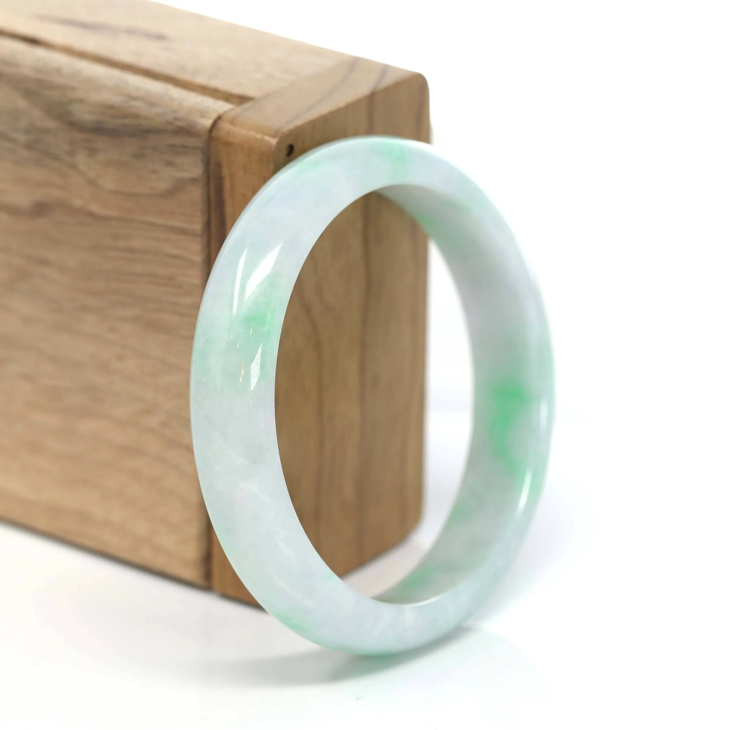 Baikalla™ "Classic Bangle" Genuine Burmese Green Jadeite Jade Bangle Bracelet ( 53.35 ) #210