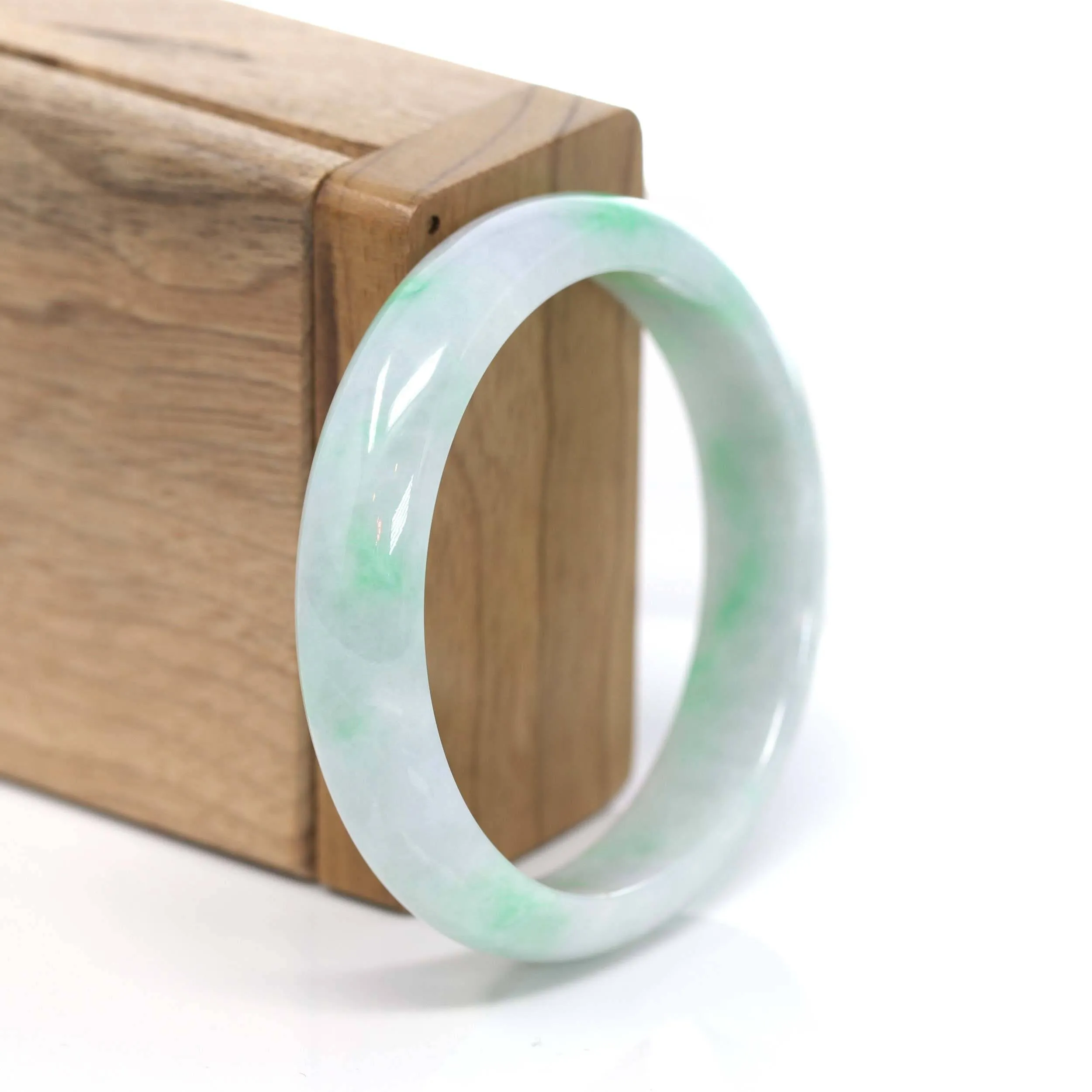 Baikalla™ "Classic Bangle" Genuine Burmese Green Jadeite Jade Bangle Bracelet ( 53.35 ) #210