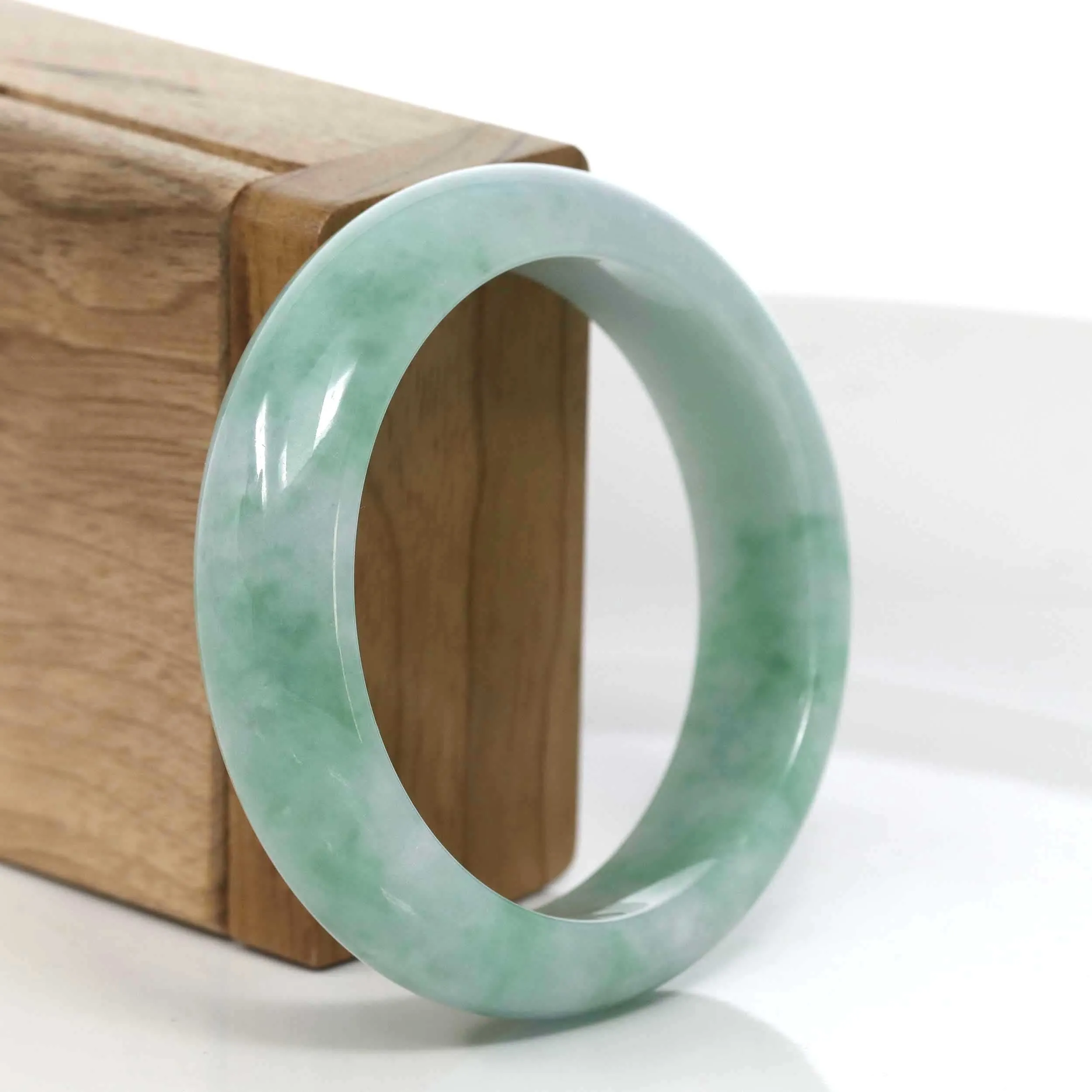 Baikalla™ "Classic Bangle" Genuine Jadeite Jade Green Bangle Bracelet (54.92mm)#983