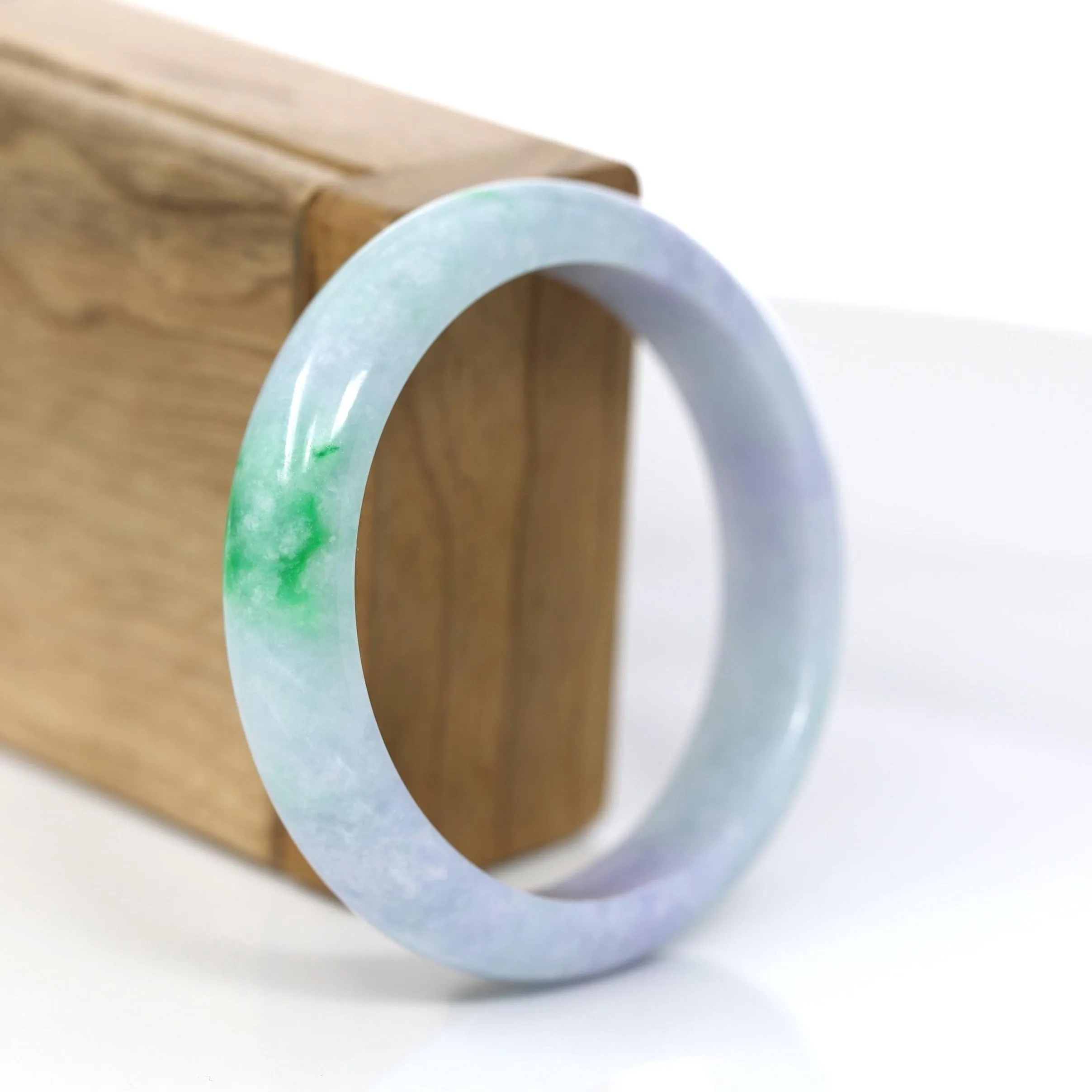 Baikalla™ "Classic Bangle" Genuine Jadeite Jade Lavender Green Bangle Bracelet (56.67mm)#376