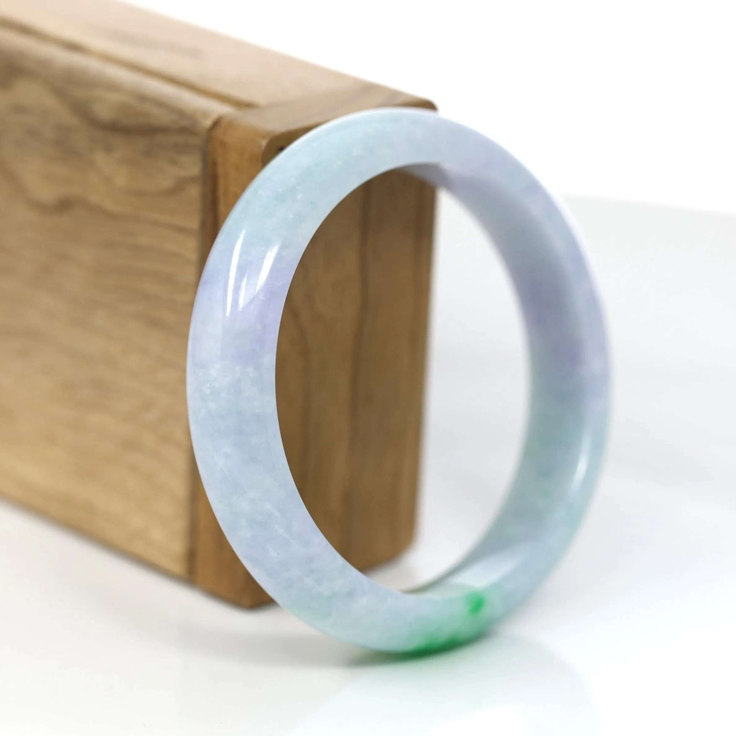 Baikalla™ "Classic Bangle" Genuine Jadeite Jade Lavender Green Bangle Bracelet (56.67mm)#376