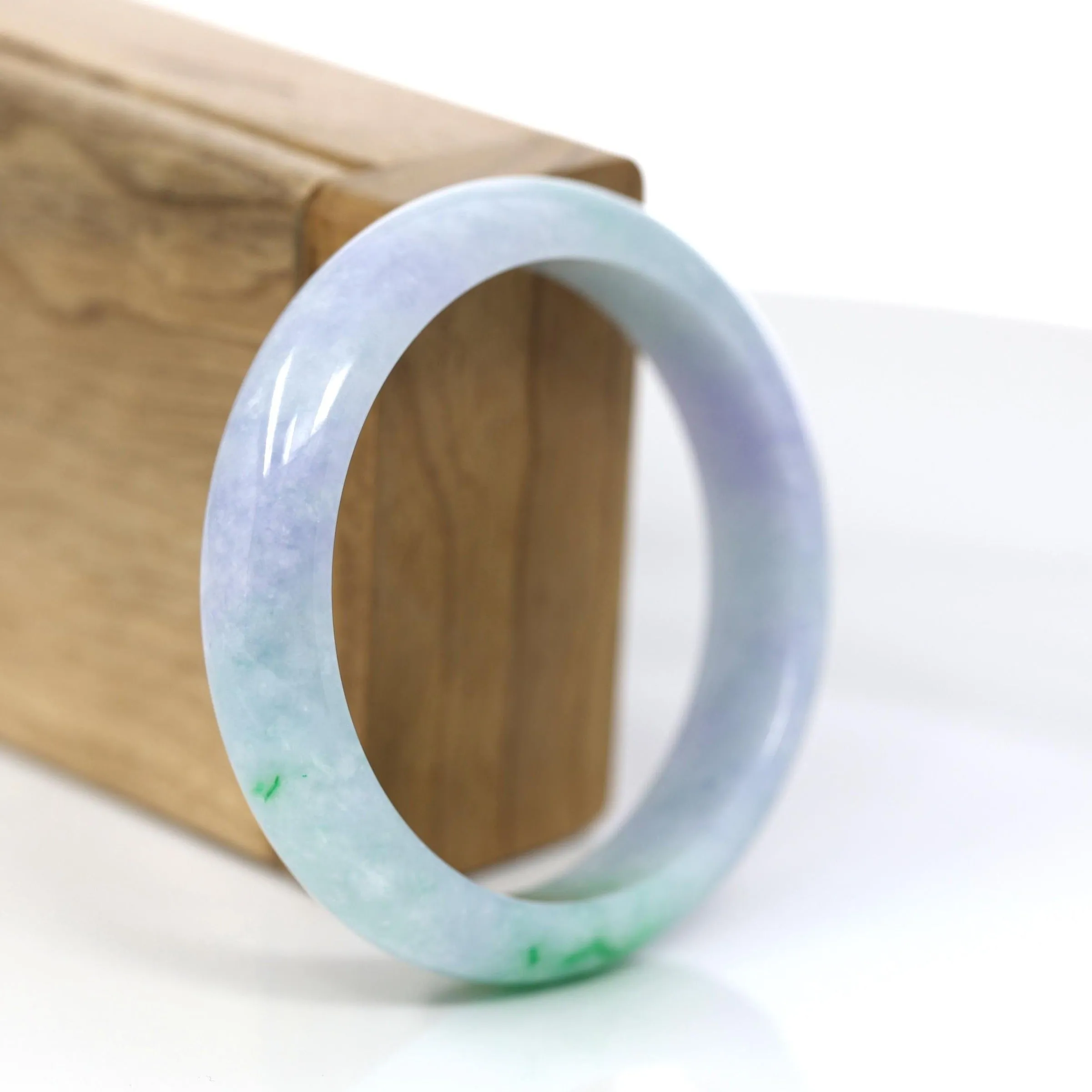 Baikalla™ "Classic Bangle" Genuine Jadeite Jade Lavender Green Bangle Bracelet (56.67mm)#376