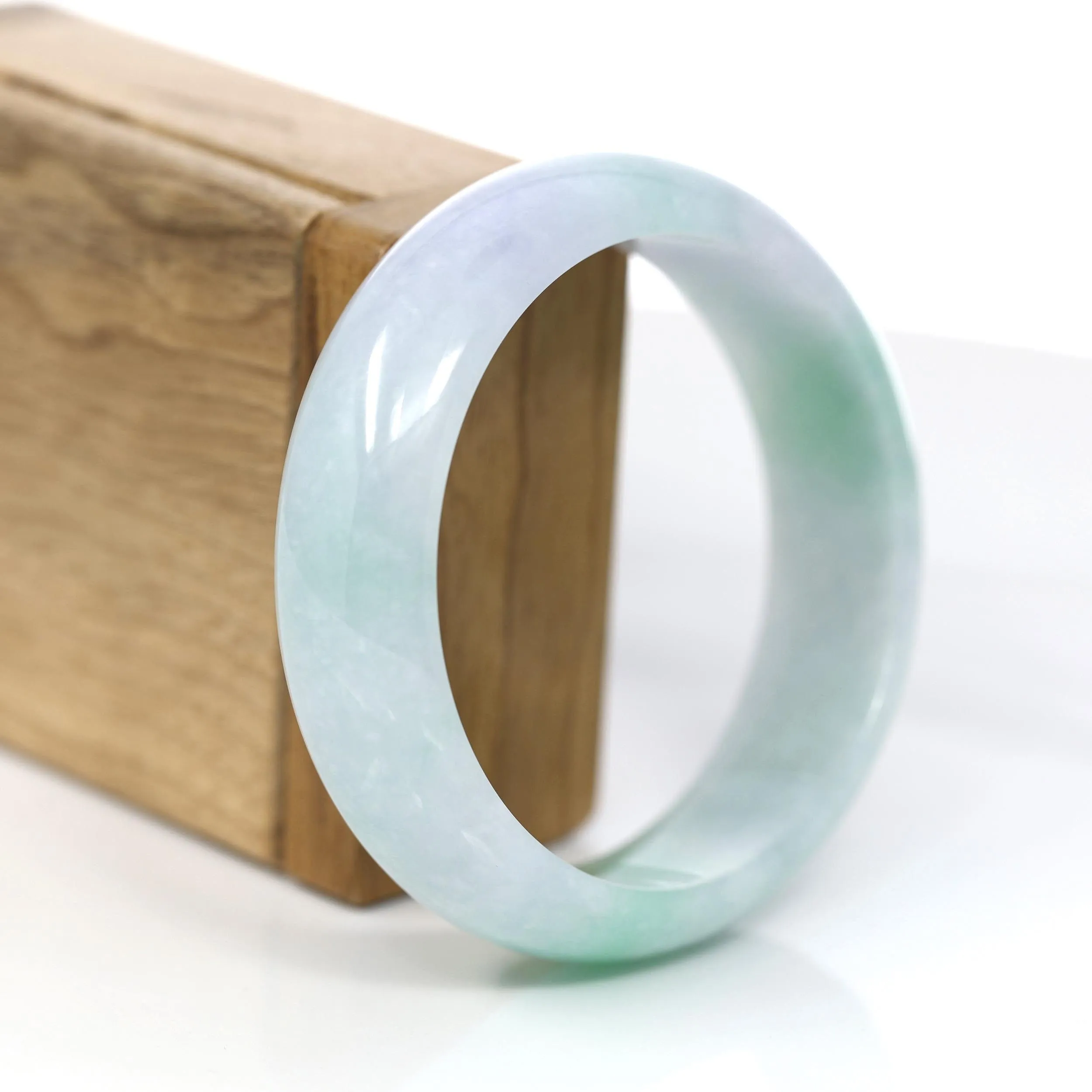 Baikalla™ "Classic Bangle" Genuine Jadeite Jade Lavender Green Bangle Bracelet (60.25mm)#925