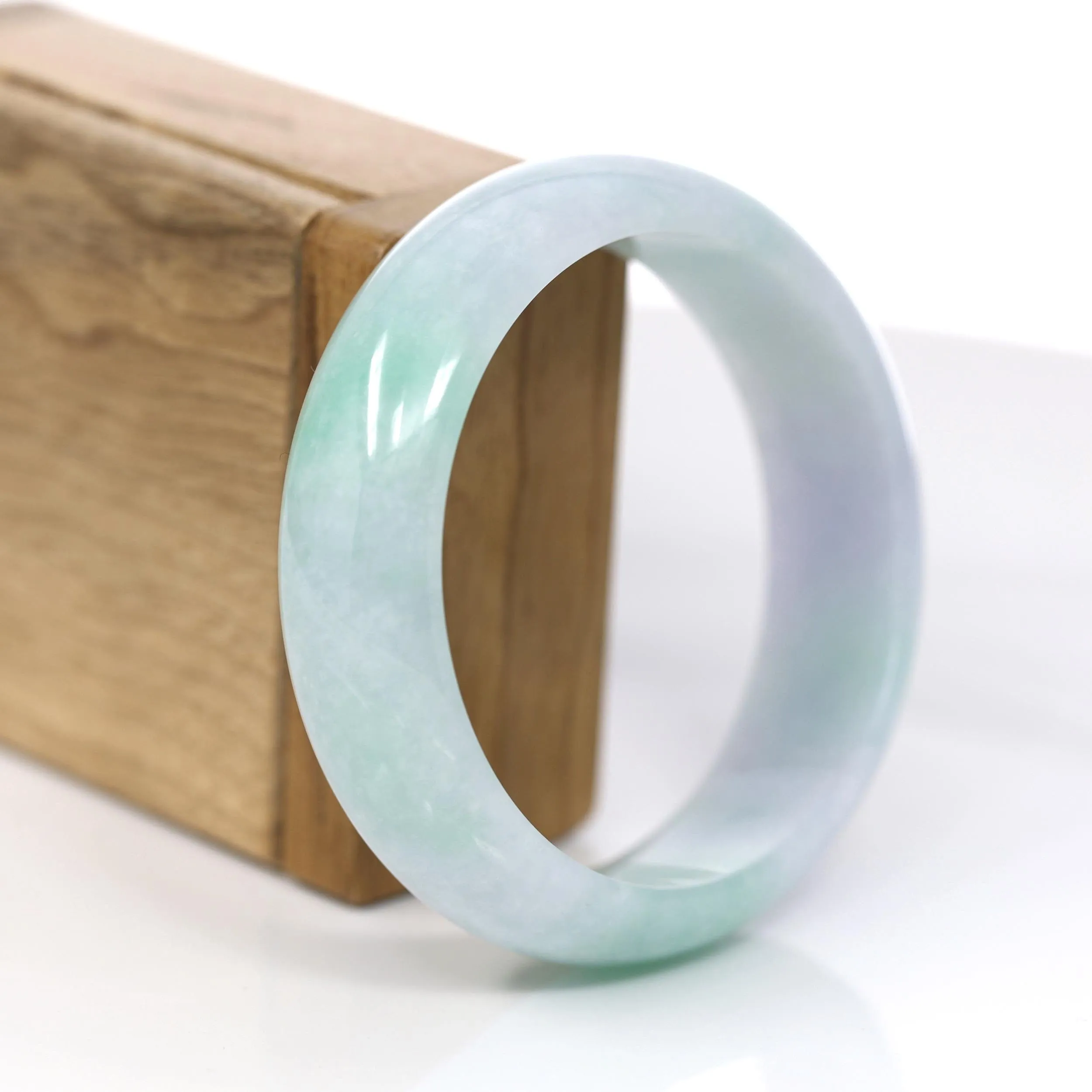 Baikalla™ "Classic Bangle" Genuine Jadeite Jade Lavender Green Bangle Bracelet (60.25mm)#925