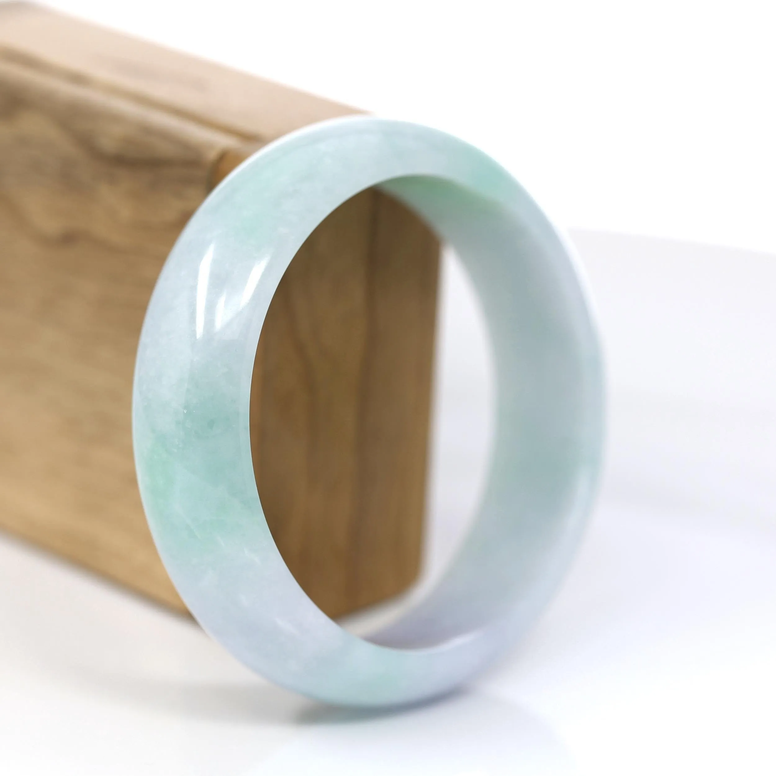 Baikalla™ "Classic Bangle" Genuine Jadeite Jade Lavender Green Bangle Bracelet (60.25mm)#925