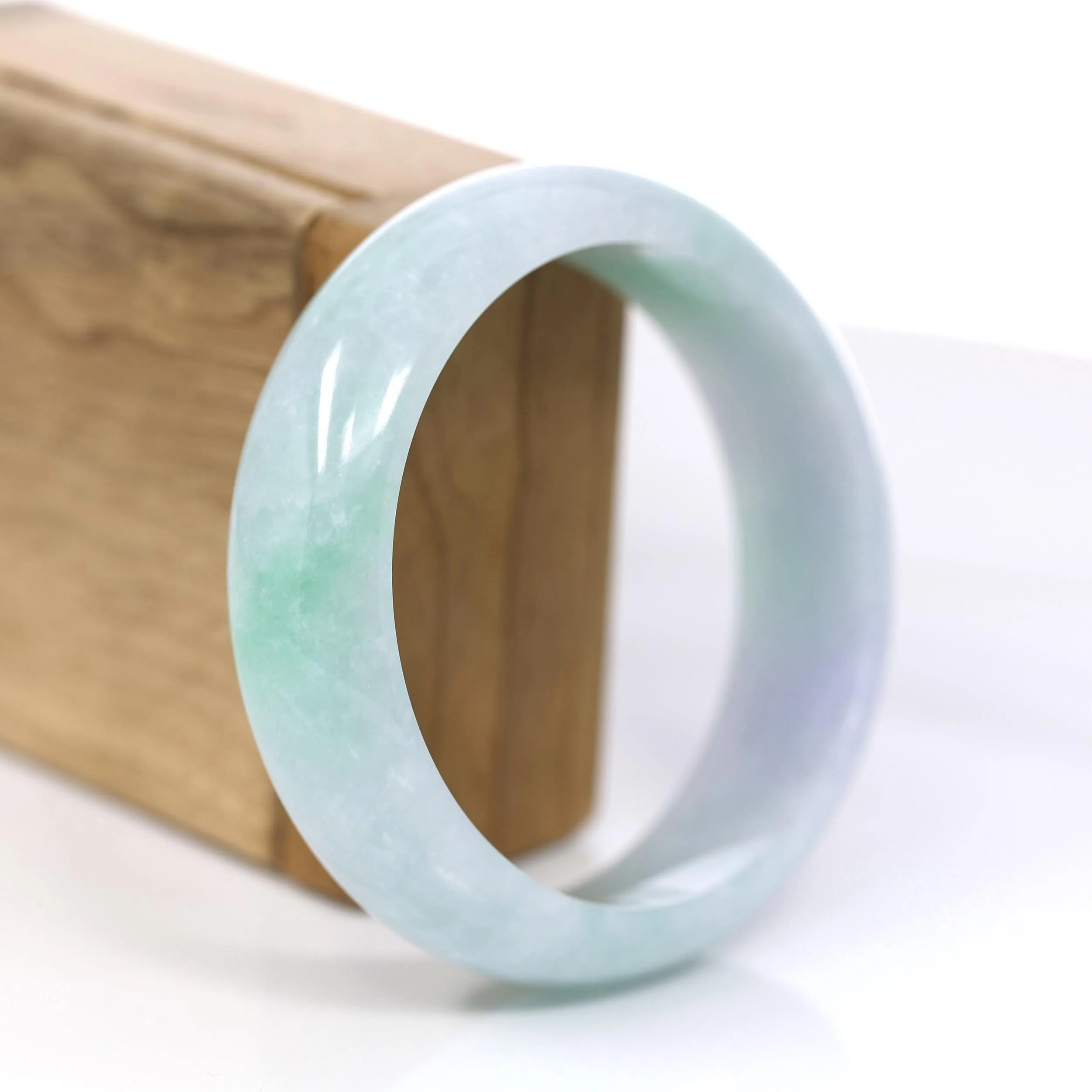 Baikalla™ "Classic Bangle" Genuine Jadeite Jade Lavender Green Bangle Bracelet (60.25mm)#925