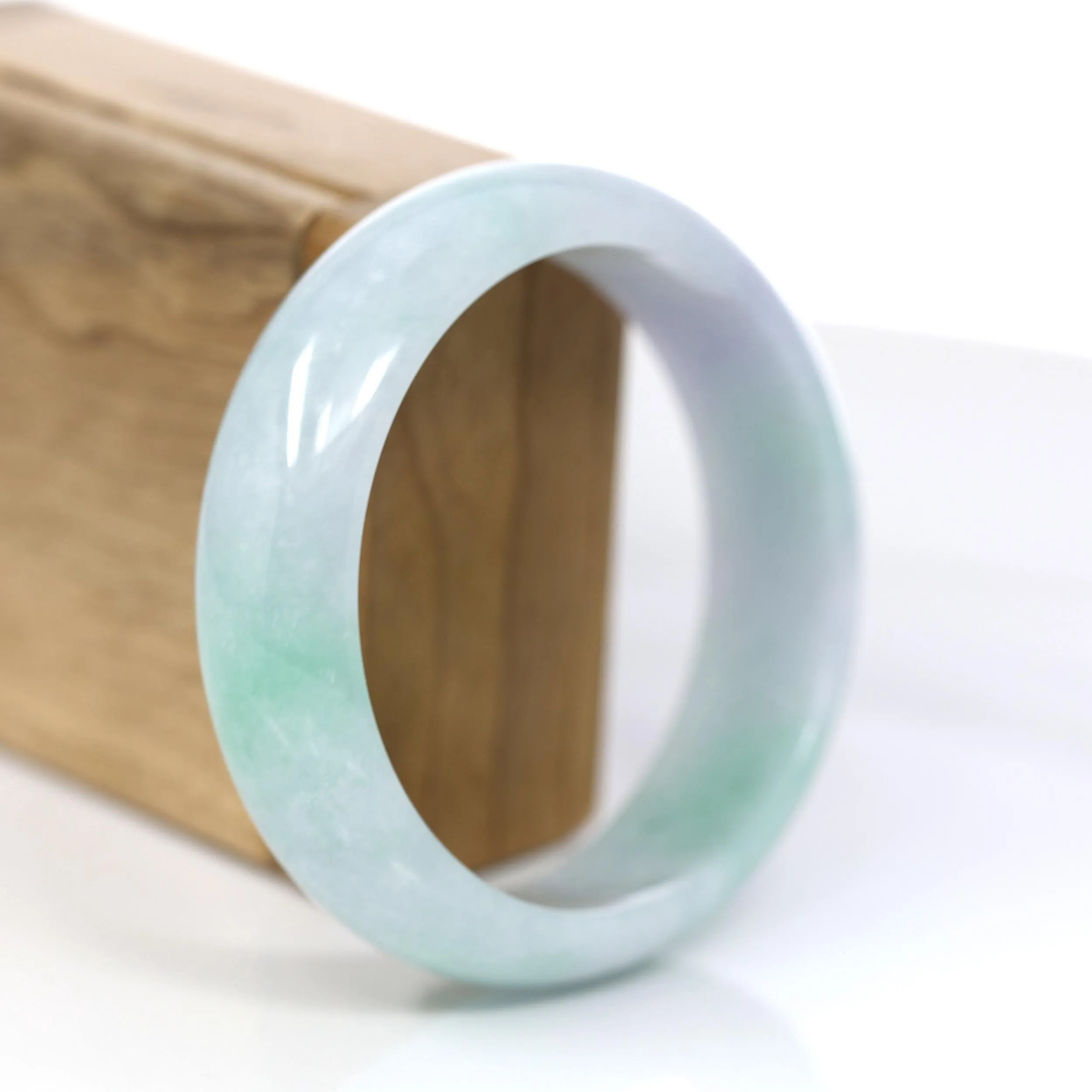 Baikalla™ "Classic Bangle" Genuine Jadeite Jade Lavender Green Bangle Bracelet (60.25mm)#925